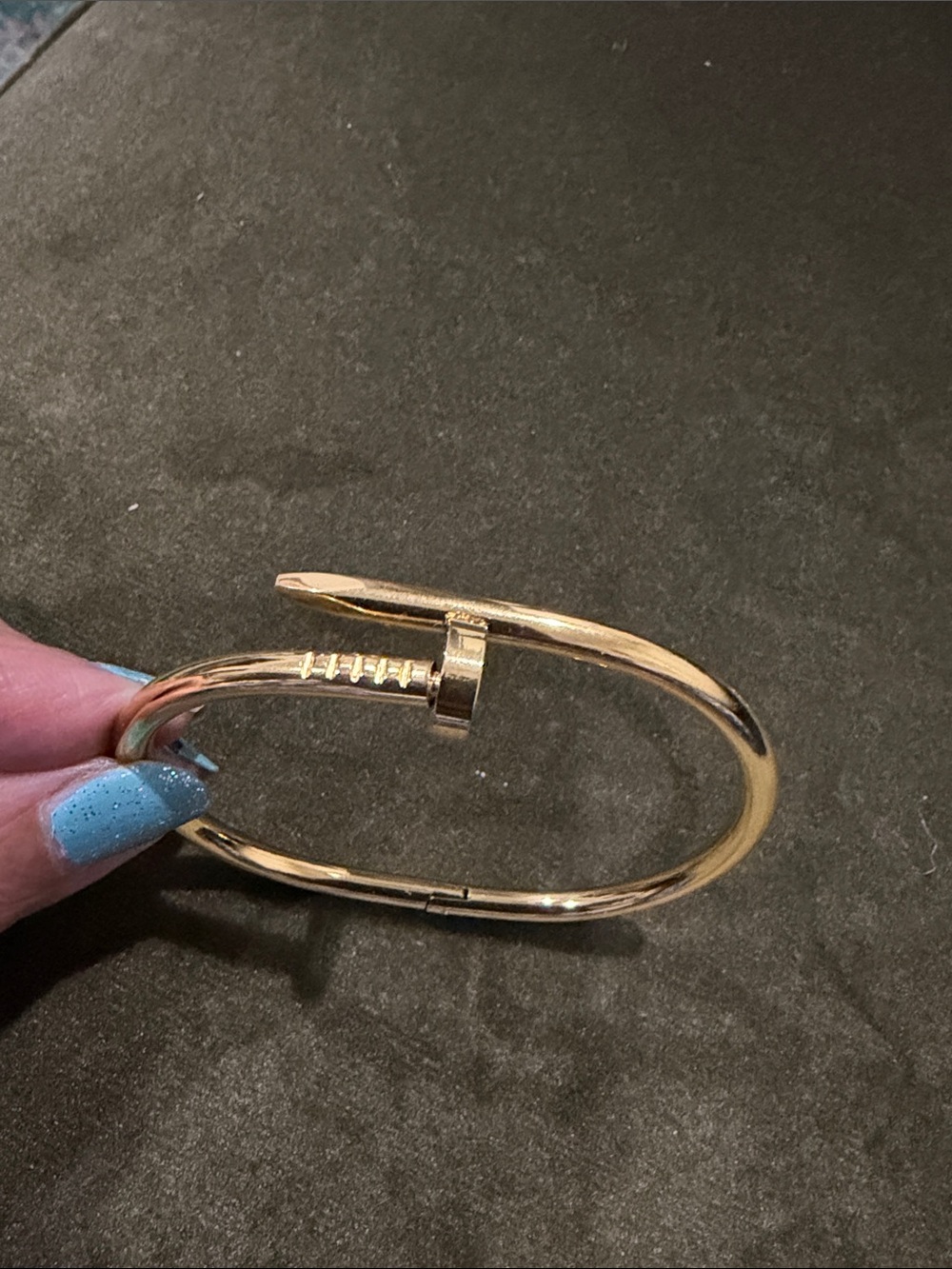 Gold Nail-Style Open Bangle Bracelet - Women's Jewelry